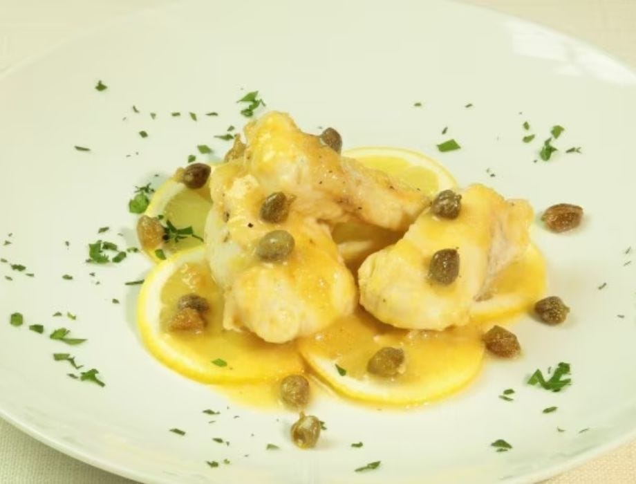 Monkfish morsels with lemon sauce