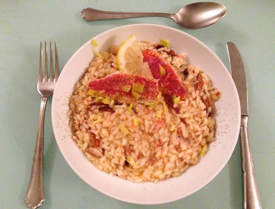 Risotto with Mullet Fillets and Dried Tomatoes