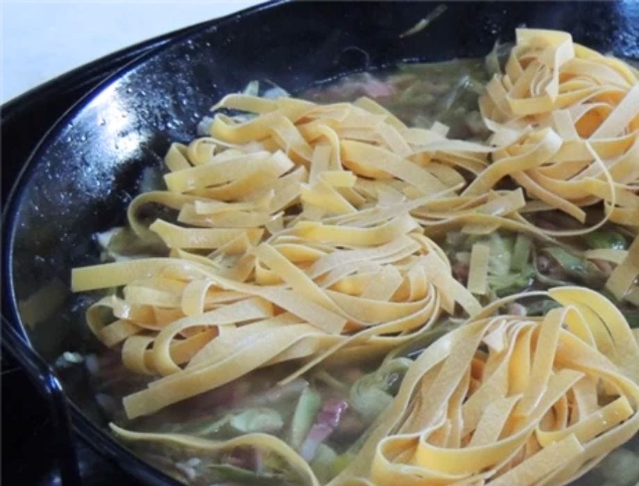 Artichoke and bacon tagliatelle