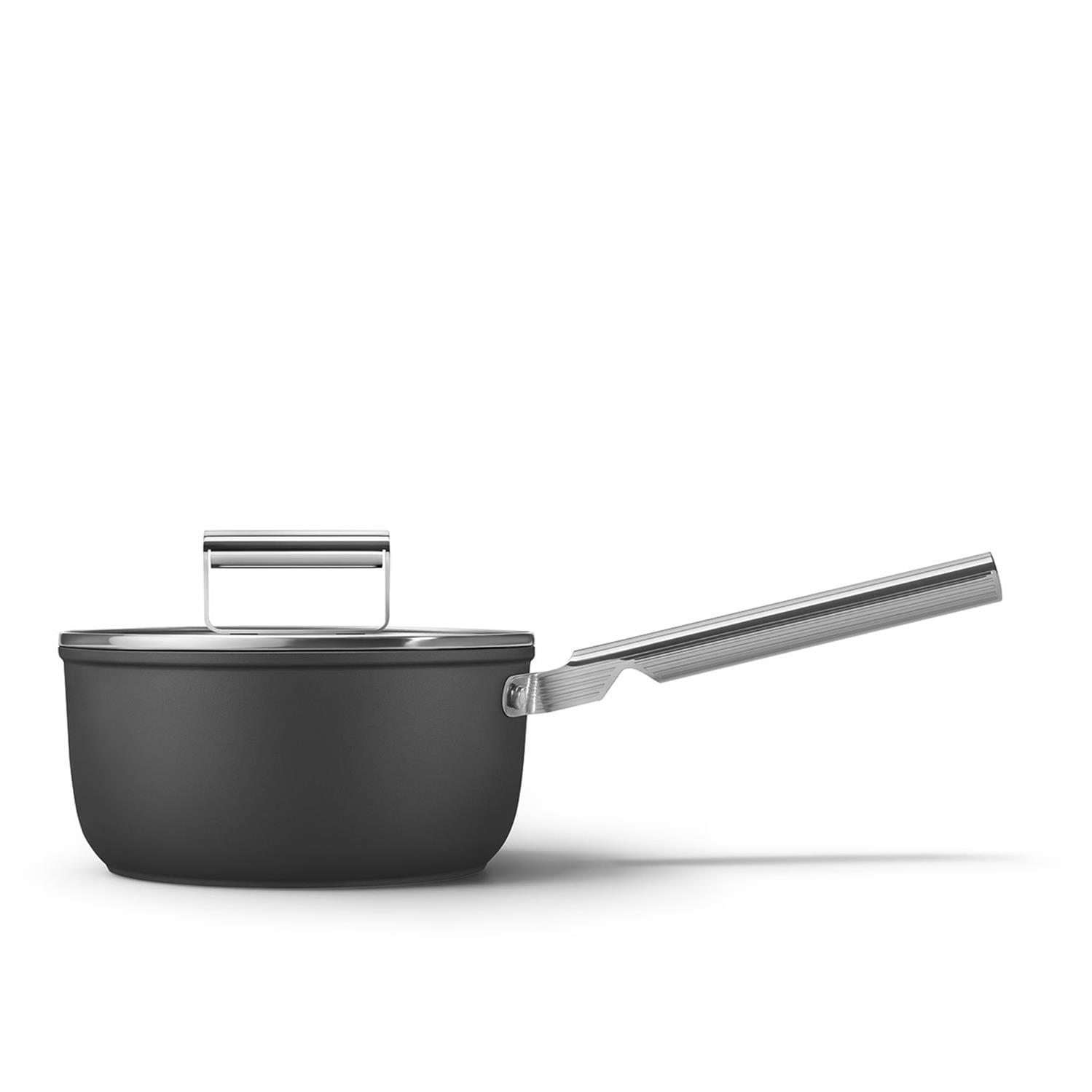 Batteria pentole in alluminio antiaderente per induzione Smeg Cookware,  Nero 4 pezzi