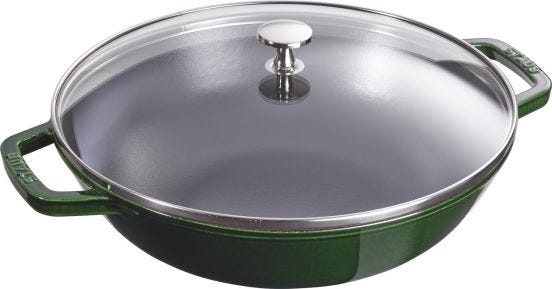 wok professionale Professionale Grande Wok/Casseruola, in ghisa con 2  maniglie con smalto, Multi Purpose Wok (Color : Silver, Size : Diameter  90cm) : : Casa e cucina